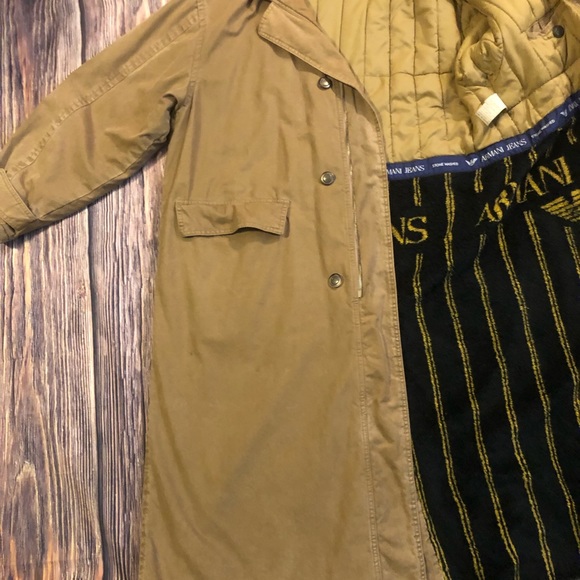 80’s ARMANI JEANS Coat Made in Italy Stoned Wash Brown But/Zip Lined Hood Sz 48